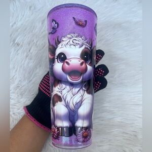 Snow Globe Tumbler 24oz Double Wall Purple
